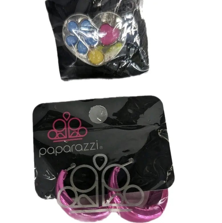 Stretch Band Ring & Hot Pink Hoop Earrings Set