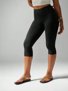 Women's 2 Pack High-Waisted Capri Leggings, Solid Stretchy Slim Fit Yoga Pants with Tummy Control for Fitness and Everyday Wear, Leggings Women