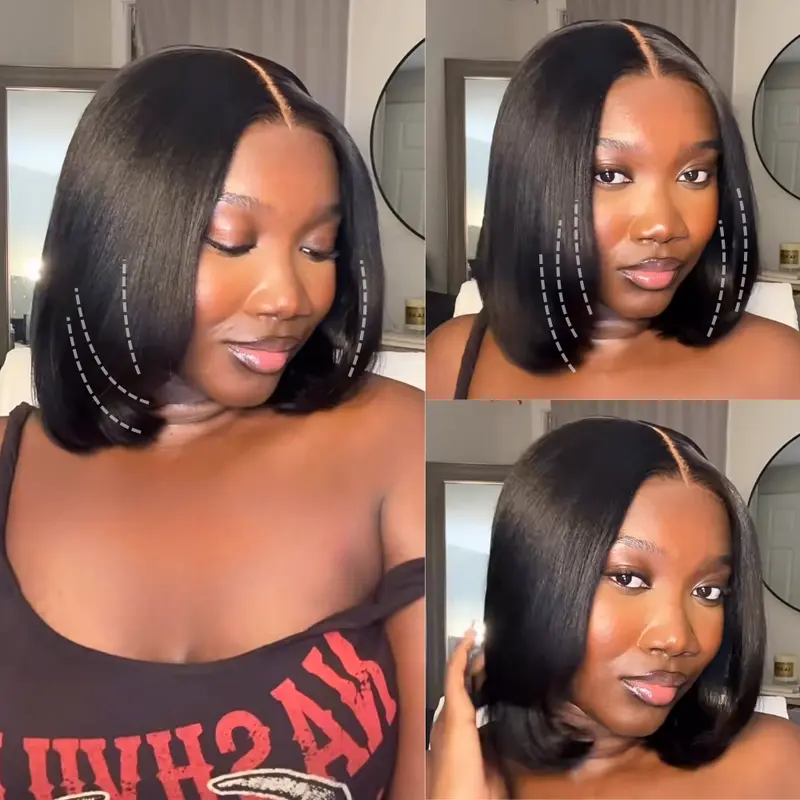 UNice Glueless Yaki Straight Short Bob Wig Pre-cut 7x5 HD Lace Human Hair Wigs with Bleached Knots Beginner Friendly Natural Hairline ##tiktokshopjumpstartsale