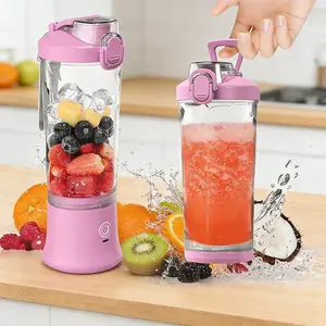 20oz Cordless Portable Blender, 6-Blade Personal Mixer with Travel Lid, Lightweight for Travel & Outdoors – Purpleish Pink
