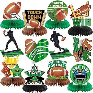 12Pcs Football Party Decorations Football Honeycomb Centerpieces Football Table Centerpiece for Sport Theme Party Supplies