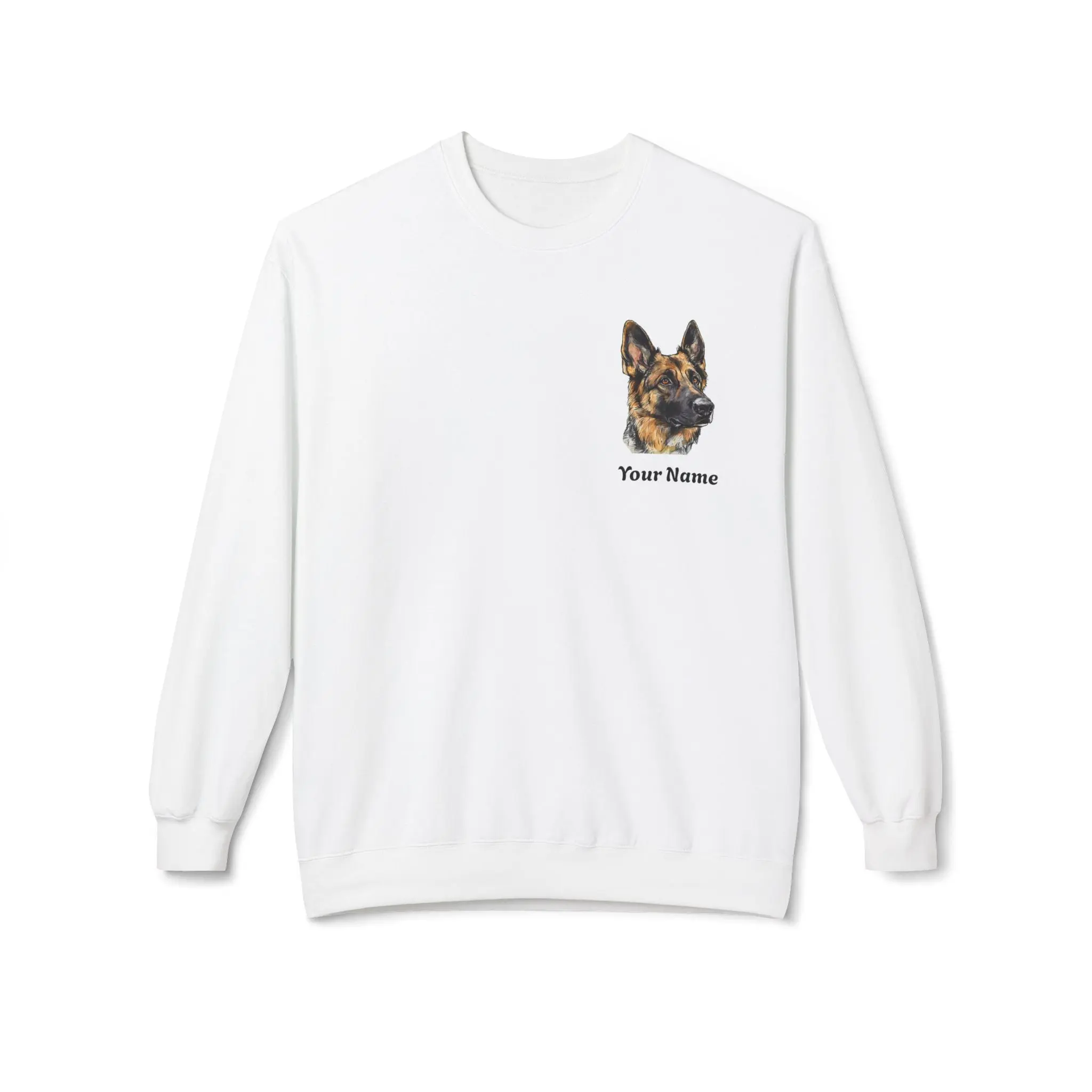 Custom & Personalized Dog Portrait with Name - Unisex Midweight Softstyle Fleece Crewneck Sweatshirt