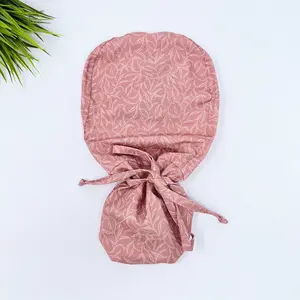 Red White Ponytail scrub cap for women with satin lined option by Paradise Caps.