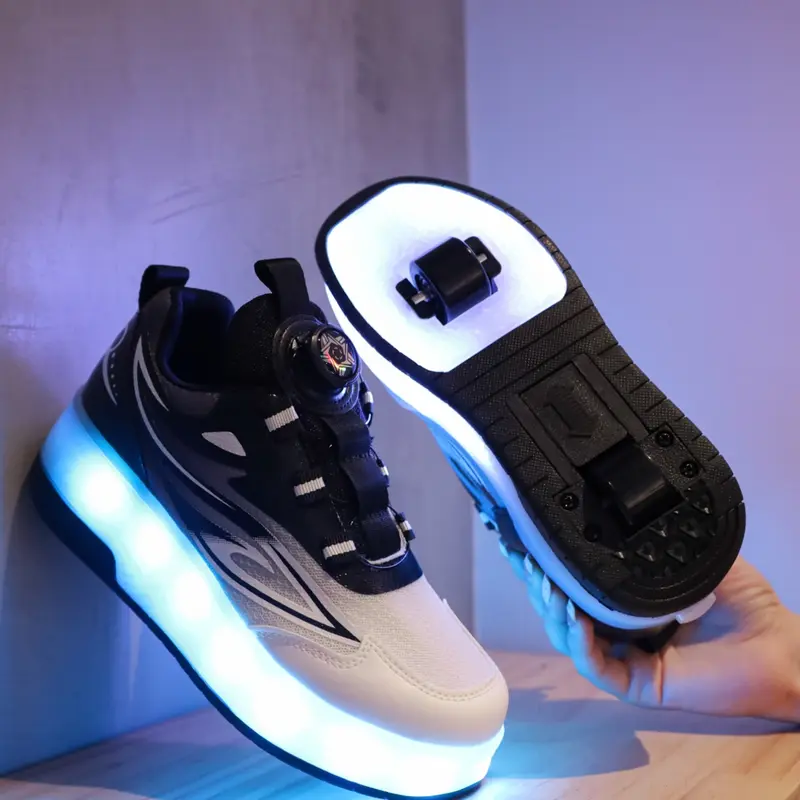 USB Charging LED Light Up Shoes for Kids, Led Lighting Shoes, Night Glow Roller Skates, Unisex Children Sneakers, Running & Casual Sports Shoes, Footwear Athletic Trainer, Round Toe Trainers, Low Top Trainer, Trendy Trainers, Sports Training Shoes