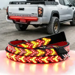 DIBMS Upgraded 60-Inch LED Tailgate Light Bar Strip with Fall Warning Signal, Arrow Turn Signals, IP67 Waterproof, Red & Amber Bright LEDs,Ambient Lighting  Lightbar