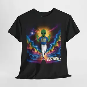 VezzyWorld Genuine Energy Shirt, Alien Tee, High Level Spirituality T-Shirt, Alien Lover Gift, Elevated Thoughts Tee, Unisex Heavy Cotton