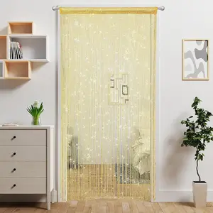Door String Curtain Doorway Beads Curtains,Hanging Room Divider Beaded Decor Hippie Glitter Fringe Panel Closet Window Doors Sequin Sheer Boho Doors Tassel (Gold)