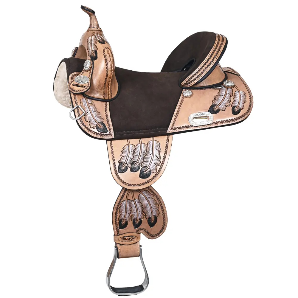 HILASON Western Horse Treeless Trail Saddle Genuine American Leather Tan l | for Horses