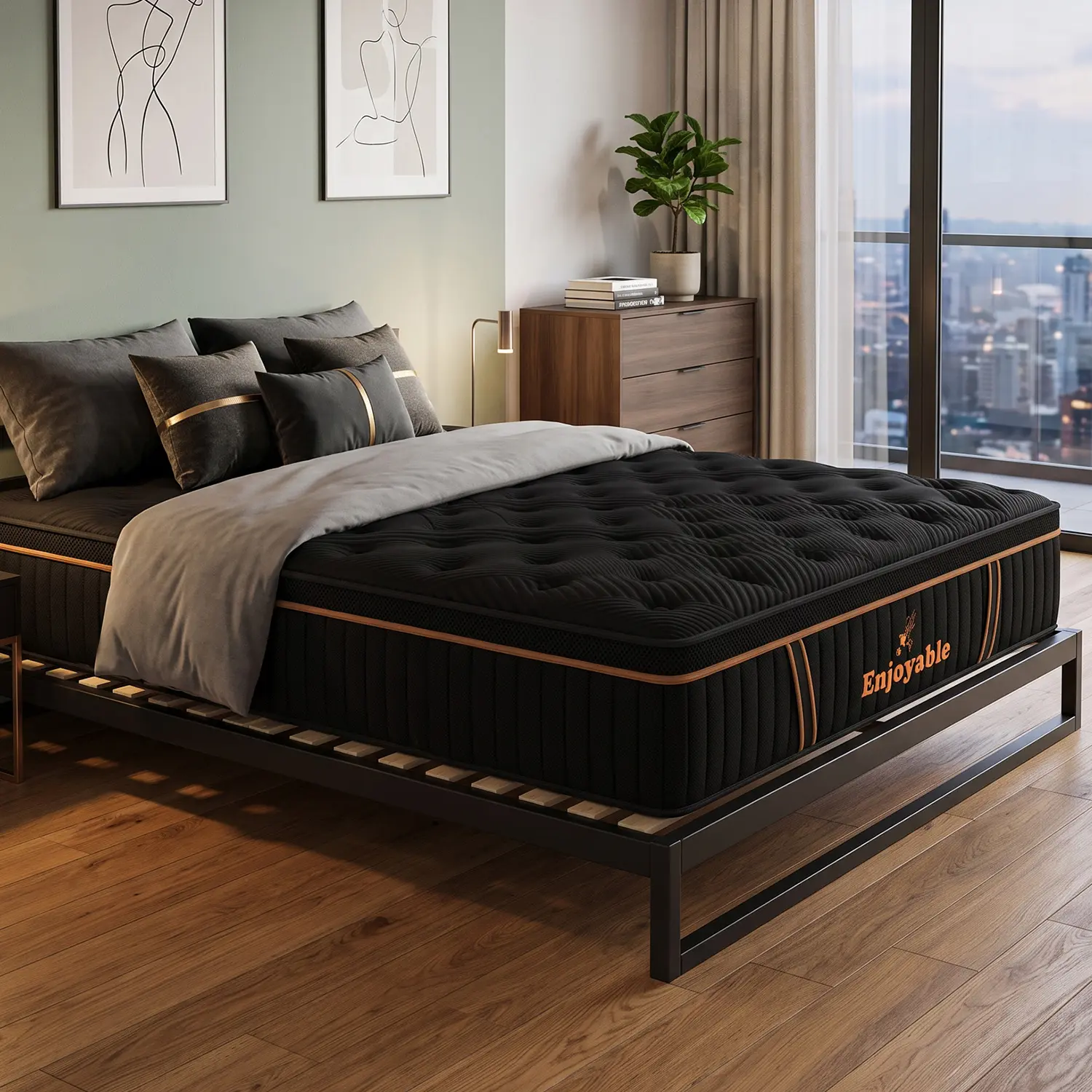 14" Twin Full Queen King Size Mattress in a Box Hybrid Spring Gel Memory Foam,  Euro Top Medium Firm Ergonomic Mattresses for Motion Isolation, Edge Support, 100 Night Trial