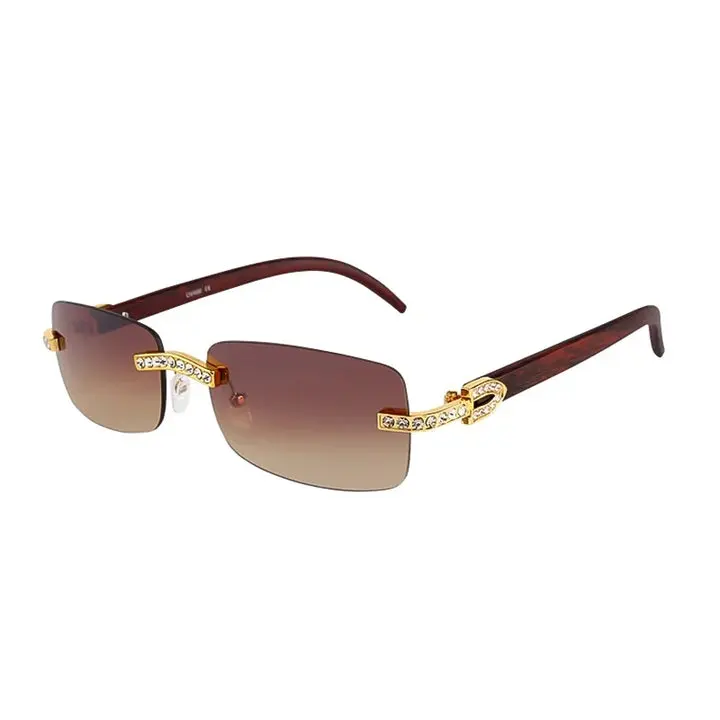 Iced Out buffs Rimless Rectangle Sunglasses blue light glasses
