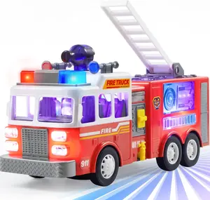 Fire Truck Toy for Toddlers - LED Projections & Sirens, Bump and Go Fire Engine Trucks with Mode Switch & Volume Control, Boys&Girls Firetruck, Kids Birthday Kids Outdoor PlayValentine's Day Gifts for Kids