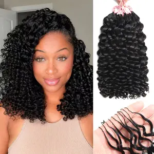 MISSTOO Deep Wave Pre-Separated Crochet Human Hair for Miracle Knots Boho Braids, 70g 120 Strands Natural Black Bulk Human Hair for Braiding, Reusable Invisible Feather Crochet Hair Extensions for Black Women curly hair extensions summerwins