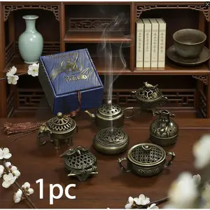 Vintage Mini Incense Burner Set, Owl Elephant Teapot Metal Carved Fragrance Holder, Elegant Desktop Home Decor Gift