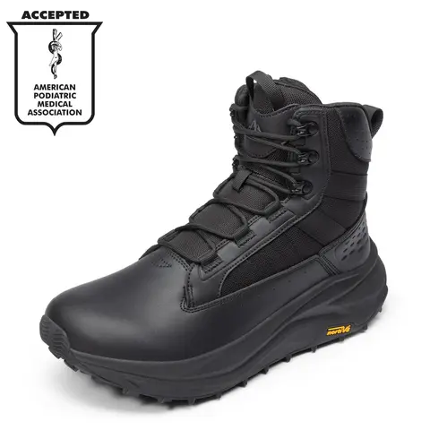 【Fall Deals】NORTIV 8 Men's Wide Toe Box Leather Work Boots - Wide Feet, Side Zipper, Low Drop, Round Toe, EVA, Velcro, Nylon, Cuban Plain Design, for Plantar Fasciitis, Bunions, Truck Driving, Men's Shoes, Walking Shoes