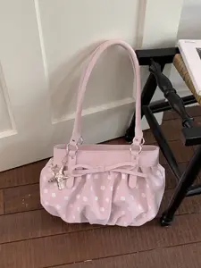 1pc Ladies' polka dot bow star hanging armpit bag, sweet and cool Y2K style, suitable for dating, leisure travel and daily use, a must-have Embellished Shoulder Bag for ladies