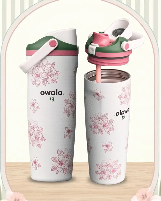 Owala FreeSip Sway 30oz Azalea 13 Zalea Masters Theme Golf Water Bottle NEW Gift - 2-in-1 Sip or Chug, Leak-Proof, BPA-Free, Elegant Floral Design,Sports Water Bottle