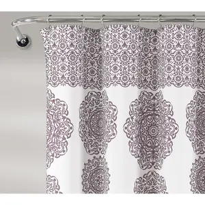 Stripe Medallion Shower Curtain Single 72" x 72" by Lush Decor