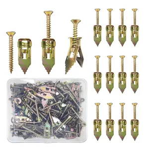 200 count Self Drilling Drywall Anchors with Screws, 100 Sheetrock Anchors (0.47x1.18 Inch) and 100 Galvanized Steel Expansion Screws No Drill Needed for Wall