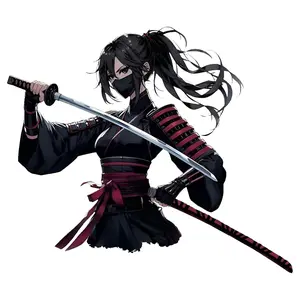 Shadow Blade Female Ninja Sticker, Elegant Katana Warrior Design for Laptops, Water Bottles, Journals & Phone Cases