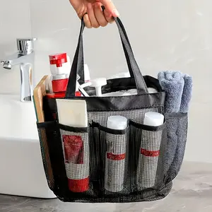 1pc Hollow-Out Pocket Beach Bag Mesh Cloth Shoulder Hand Travel Toiletry Bag Fitness Swimming Storage Bag