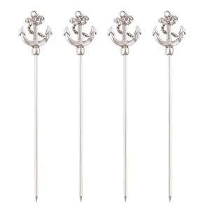 4-Piece Stainless Steel Reusable Cocktail Picks Set, Bar Utensils for Home Bar Use