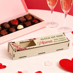 1pc/wooden chocolate gift box, with the German theme "Happiness is having a mom like you, " is perfect as a holiday/birthday gift for relatives/friends/lovers on Thanksgiving/Christmas/New Year/Valentine's Day/Father's Day/Mother's Day.