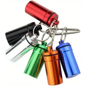 Yooma 4pcs 6pcs or 8pcs Random Color waterproof aluminum alloy medicine box, storage box with keychain, outdoor medicine bottle key ring, small first aid medicine box.