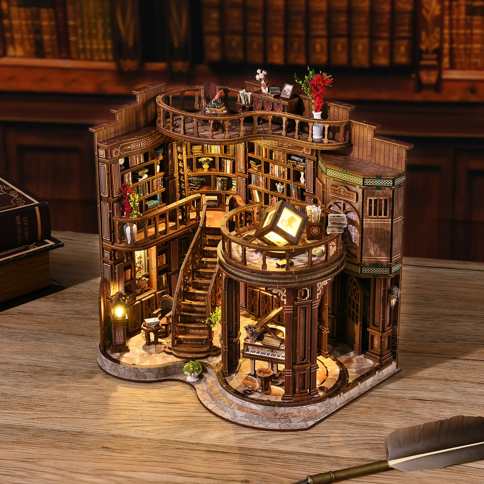 Book house assembly, architecture, book models, ornaments, miniature kits, DIY handmade toy sets, bedroom and room decorations,