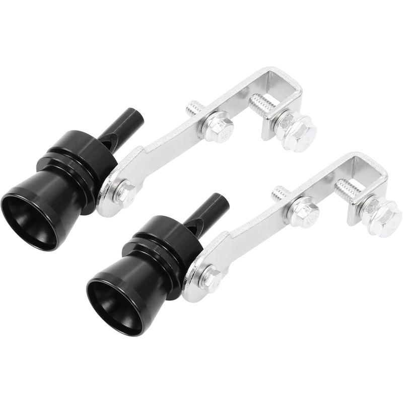 2pcs M Size Aluminum Alloy Universal Turbo Sound Exhaust Muffler Pipe Whistle Car Roar Maker Black