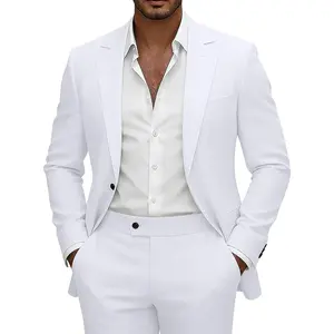 Mens Suit 2 Piece Slim Fit Suits for Men Peak Lapel 1 Button Suit Formal Wedding Prom Groom Blazer Pant Tuxedo