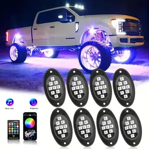 8 Pods RGB LED Rock Lights for Trucks, App Control Multicolors Car Underglow Lights Kit, Waterproof SUV ATV high power chip rock light