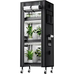 2025  Stand with Grow Light, 4-Tier Rack 6 count 12" Full  5000K LED Grow Lamps and Tent Cover Height Adjustable Small Greenhouse for Seedling  Indoor 16Lx12Dx47H (Update)