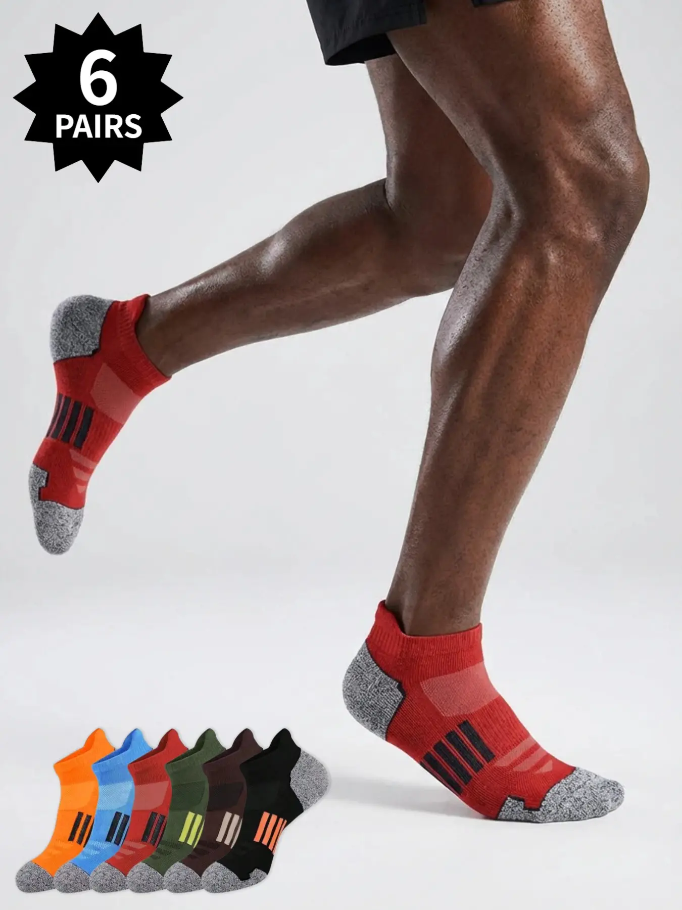 30/6 pairs set of men's two-tone athletic socks; casual and sporty, moisture-wicking, soft, comfortable, and breathable; perfect for everyday wear year-round