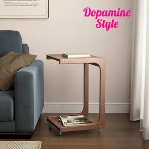 Rolling Side Table Solid Wood Mobile Table with Wheels Adjustable Sofa Table for Living Room Bedroom Trending Pick Influencer Favorite Handcrafted Elegance Versatile Design unbreakable metal shoe rack organizer shower organizer clean  storage