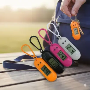 Portable Electronic Digital Clock Keychain, Fashion Oval Wristwatch Key Ring with Multifunction Time Display, Learning Timer Key Accessory for Kids Time Management Tool.