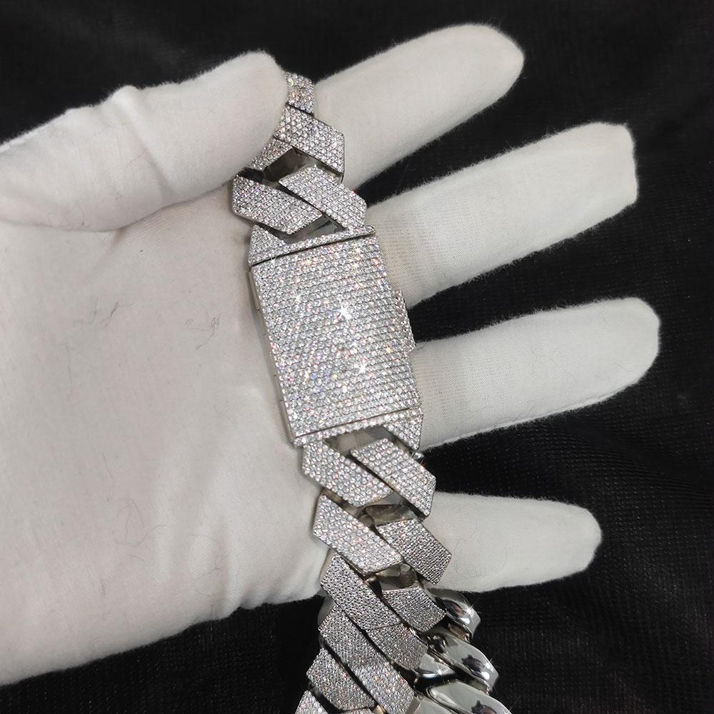 Pass Diamond Test GRA Moissanite 25mm Wide 6Rows 925 Solid Silver Cuban link chain for Rapper Hip Hop VVS Iced Out Necklace