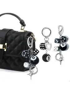Classic Asymmetrical Dice Keychain Bag Charm Phone Strap Chain, Fashion Versatile Gift for Her, All Seasons Cartoon Pattern