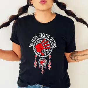 MMIW Awareness T-Shirt – No More Stolen Sisters Red Handprint Dreamcatcher Tee, Indigenous Women Shirt, Native American Rights Activism Graphic Unisex Shirt