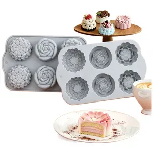 2Pcs Silicone Baking Cups, Flower Shaped Donut Mold,Silicone Baking Cake Molds, Nonstick Cupcake Liners, Fancy Dessert Tray - Jelly and Muffin Cups Kitchen Supplies Bakeware- Home Improvement