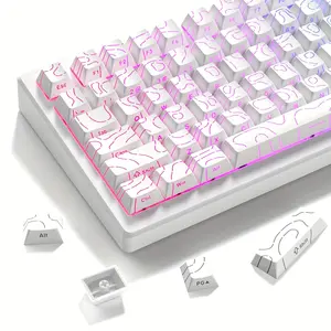 Crack Half-Transparent Keycap Set for Mechanical Keyboard, Gaming Keyboard Accessories, Pbt+PC Material, Cherry Height, Side Etched Durable Characters