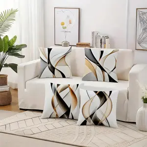 Bohemian Style Pillow Covers Set, 4-Piece Decorative Throw Pillows, Washable Cushion Covers, Soft Plush Material, Hidden Zipper Design, Ideal for Living Room & Bedroom