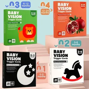 Montessori 0-12Month Baby Vision Cards Black and White Flash Card High Contrast Stimulate Newborn Visual Early Learning Kids Toy