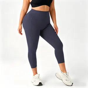 Medium Plus Support Compression Workout Pants Workout Pro Leggings 21'' Capri for Enhanced Comfort and Performance