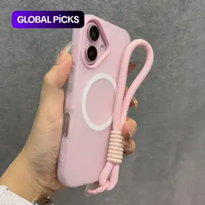 2-In-1 Magnetic Jelly Case + Wrist Strap, Anti-Drop Phone Cover for iPhone 17/16/15/14/13/12/11 Pro Max, Supports Magsafe Wireless Charging #GLOBAL PICKS