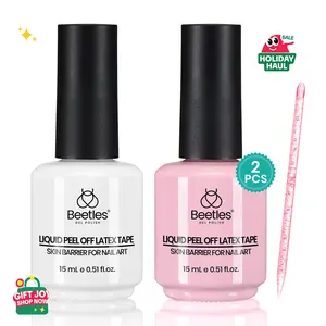 beetles Liquid Latex for Nails 30ml Latex Liquid Nail Peel off Cuticle Guard for Nail Polish with Plastic Nail Care Stick White Pink Liquid Latex Barrier Protector