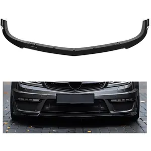KQQIO Front Bumper Lip Compatible with 2012-2014 Mercedes Benz W204 C Class C180 C200 C220 C250 C300 Sport Models Splitter Spoiler Lower Trim Protection Air Dam 3PCS Painted Black