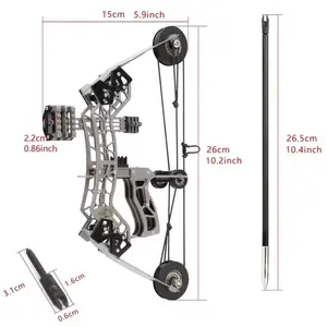 Upgraded version Stainless Steel Mini Composite Bow and Arrow Set with 4 Arrows Ideal for Beginners Practice Archery Compact Durable Gift Compound Bow