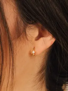 Elegant Geometric Zircon Earrings, Copper Plated, Women's Fashion Jewelry, Perfect for Daily Wear, Mother's Day Gift