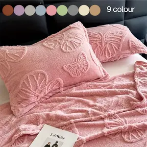 Taffeta Velvet Pillowcase Set, Ultra Soft Crystal Velvet Decorative Pillowcases, Butterfly Design, 2 Pieces, 50x75cm Standard Size