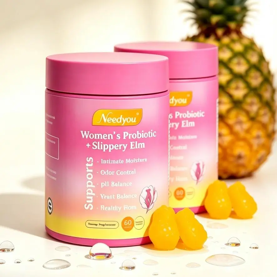 Her Juicy Feminine Probiotics Gummies – Clean Balance All-in-One Formula Featuring Slippery Elm, Prebiotics & Lactobacillus Complex for Women’s pH Balance, Dry Discomfort & Lingering Odor Reduction, Hawaiian Pineapple Gummies 60 Counts